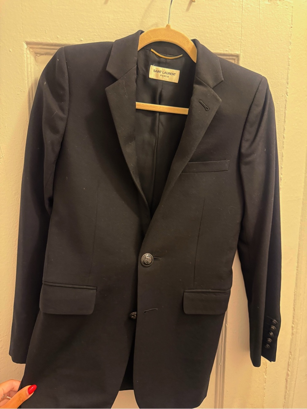 Saint Laurent Black Single-Button Notch Lapel Blazer
